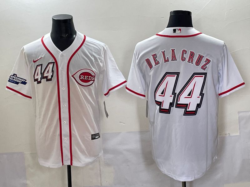 Men 2025 Cincinnati Reds #44 Delacruz White Joint Name Nike MLB Jersey style 010